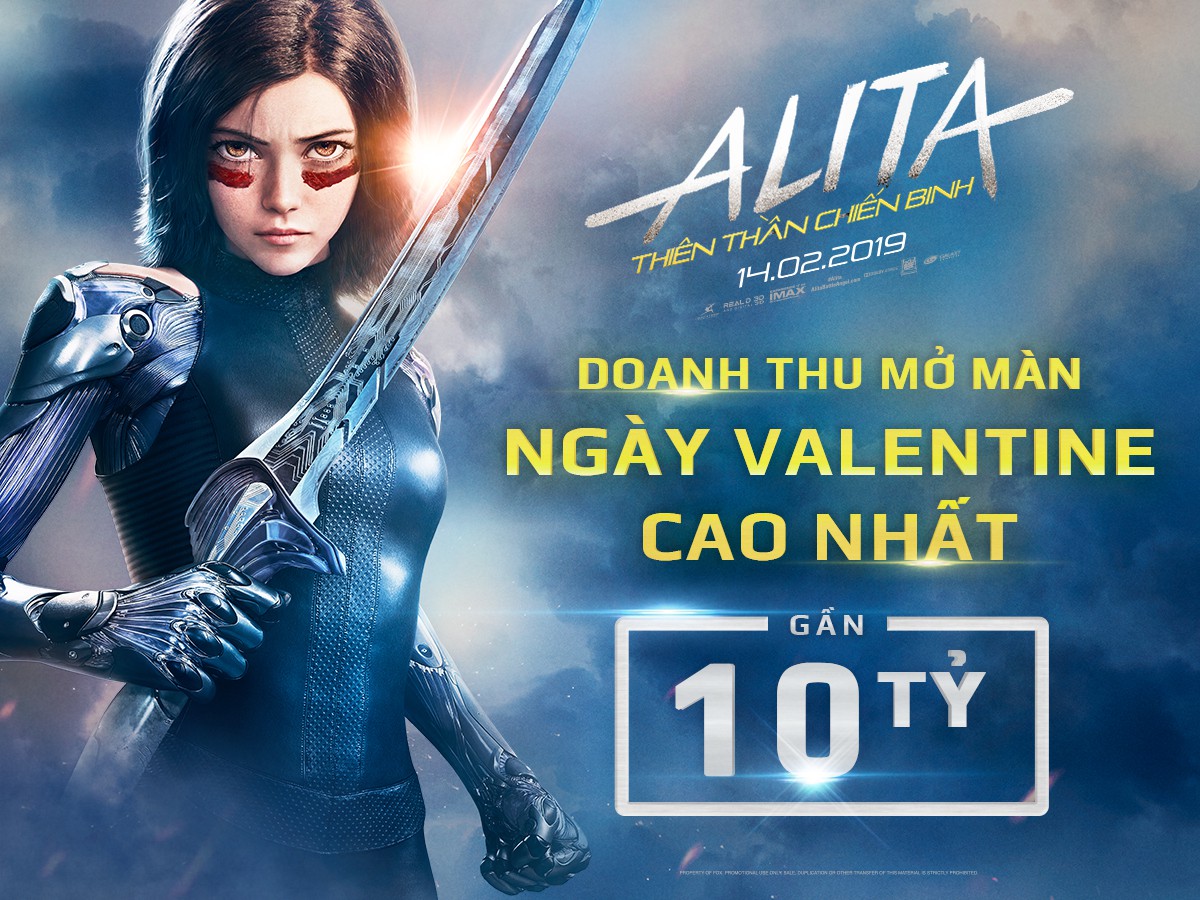 Nữ chiến binh Alita trở thành phim có doanh thu mở màn ngày Valentine cao nhất với gần 10 tỉ đồng