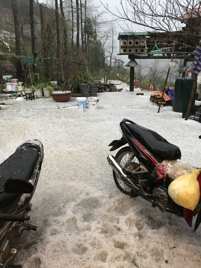 Đỉnh Fansipan phủ kín băng trắng sau cơn mưa kéo dài 30 phút