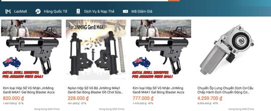 Lazada ngang nhiên rao bán thiết bị lắp ráp súng bắn bi gây sát thương
