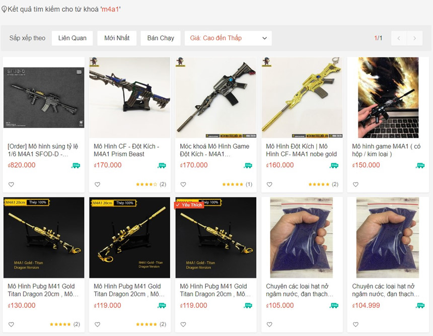 Không chỉ Lazada, trên Shopee cũng bày bán thiết bị lắp ráp súng