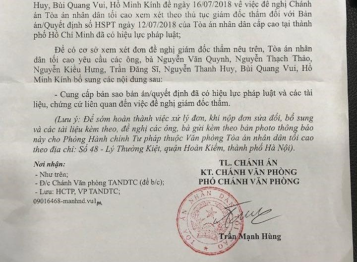 Tòa án tối cao có công văn về vụ tử tù Đặng Văn Hiến