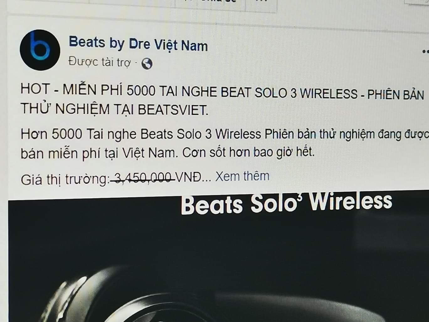 Facebook tiếp tay cho trò lừa tặng tai nghe Beats gây xôn xao ở Việt Nam
