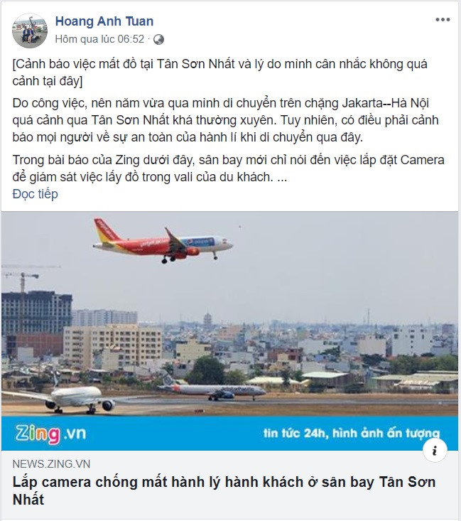 Đại sứ Hoàng Anh Tuấn chỉ trích việc bảo quản hành lý tại Tân Sơn Nhất