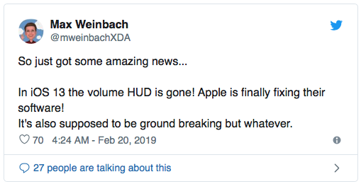 iOS 13 sắp ra mắt, khai tử tính năng đầy phiền toái Volume HUD
