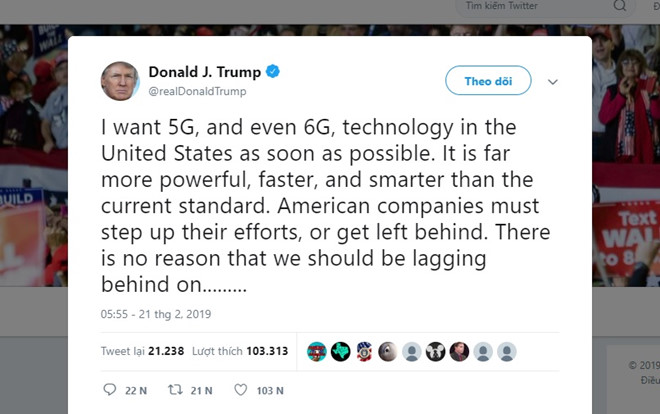 5G chưa xong, ông Trump đòi nước Mỹ có 6G