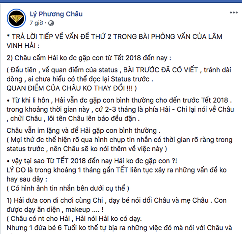 Tố ngược Lâm Vinh Hải và tình mới đã dạy hư con, Lý Phương Châu: sẵn sàng ra toà đối chất thẳng mặt với anh chứ đừng tiếp tục chơi trò PR rẻ tiền nữa!!!