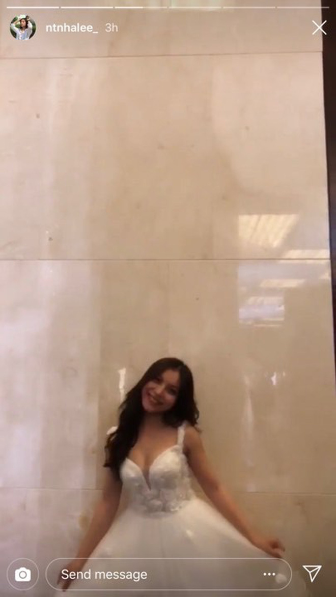 Cuối tuần đang yên ả, bạn gái Quang Hải đăng story thử váy cưới khuấy động Instagram