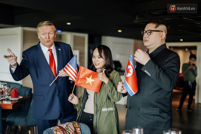 Bản sao Donald Trump và Kim Jong-un cùng nhau dùng bữa trưa tại một nhà hàng ở Hà Nội