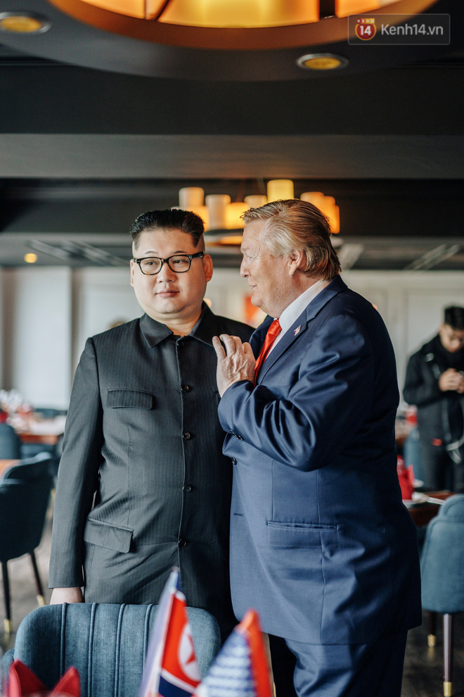 Bản sao Donald Trump và Kim Jong-un cùng nhau dùng bữa trưa tại một nhà hàng ở Hà Nội