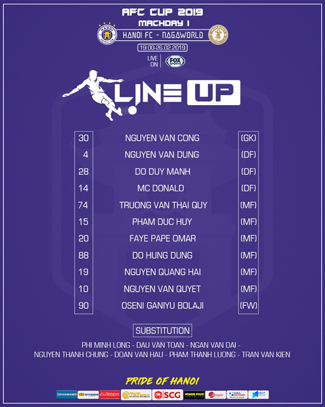 Hà Nội 10-0 NagaWorld: Oseni lập cú poker, Hà Nội hủy diệt đội bóng của Campuchia tại Hàng Đẫy