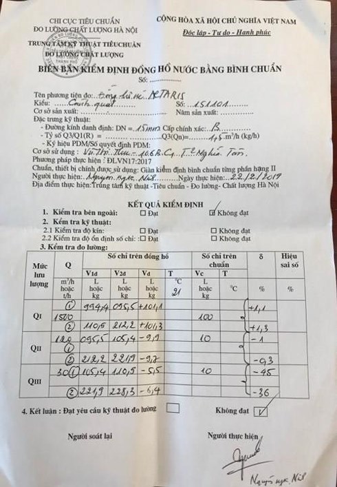 Vụ tiền nước 23,6 triệu: Bất ngờ kết quả kiểm định đồng hồ nước