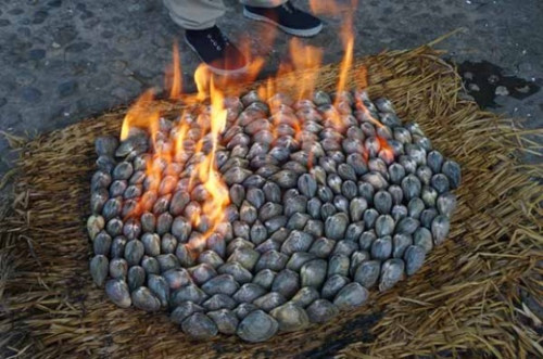 Nghêu nướng xăng - đặc sản Triều Tiên ngon khó cưỡng