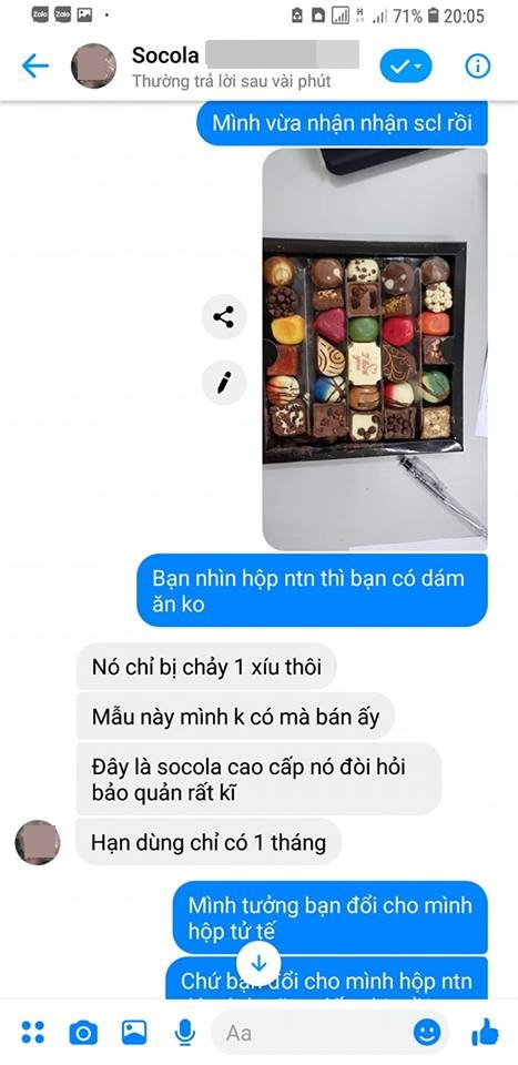 Được tặng socola xịn mà mở hộp ra nhão nhoẹt như bùn, cô gái trẻ xém xỉu khi chủ shop tuyên bố bạn gửi lại mình ăn cho