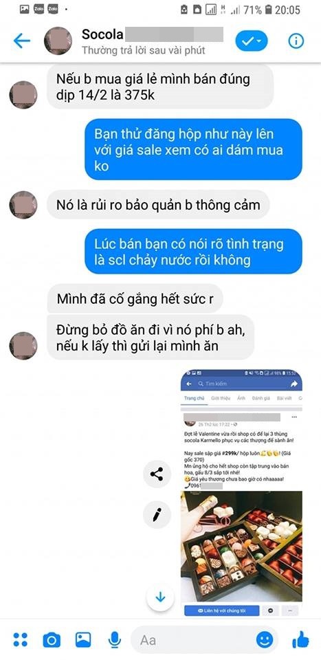 Được tặng socola xịn mà mở hộp ra nhão nhoẹt như bùn, cô gái trẻ xém xỉu khi chủ shop tuyên bố bạn gửi lại mình ăn cho