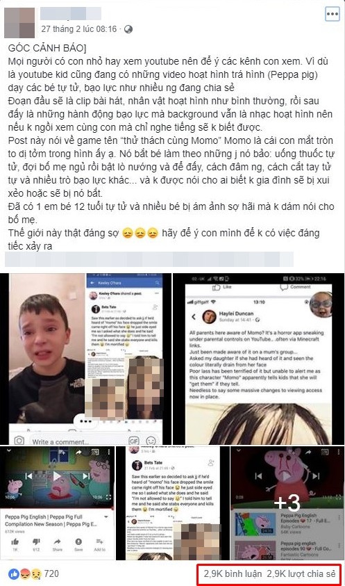 MXH dậy sóng vì thử thách tự sát Momo, các bậc phụ huynh Việt nói gì?