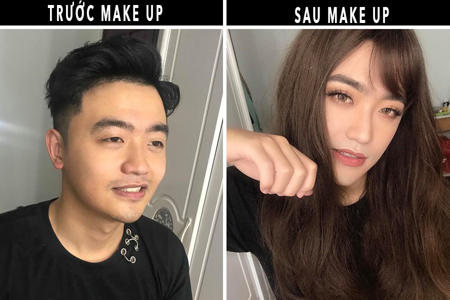Thanh niên biến thành gái xinh trong chớp mắt nhờ trình độ make up thượng thừa của bạn gái