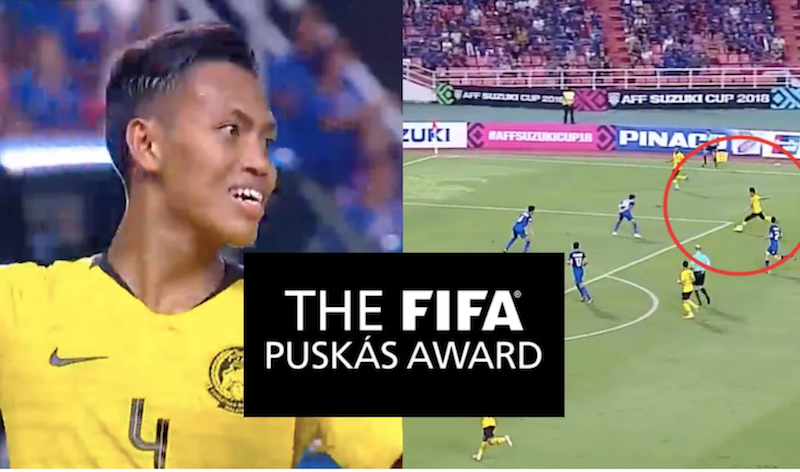Pha lập công của Syahmi Safari vào lưới Thái Lan được LĐBĐ Malaysia tiến cử tranh giải FIFA Puskas 2019