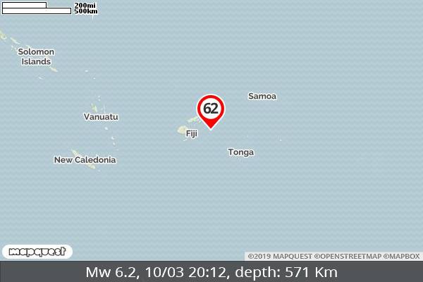 [NÓNG] Đảo quốc Fiji lại rung chuyển bởi trận động đất 6,2 độ richter