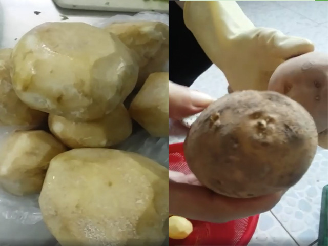 Hiệu trưởng bị phản ánh cho học sinh ăn sắn mốc, khoai tây mọc mầm