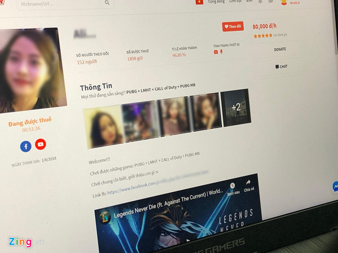 Dịch vụ chơi game cùng gái xinh giá 50.000 đồng/giờ ở VN