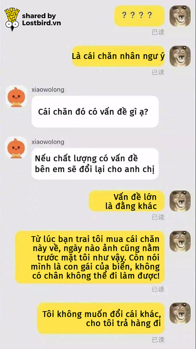 Chàng trai mua mền đuôi cá về đắp, tuyên bố với bạn gái mình là con của biển nên không có chân... làm việc nhà!