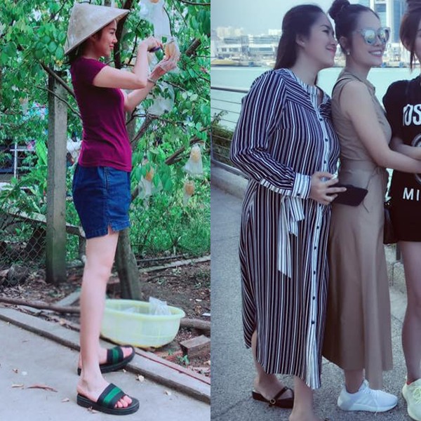 Khác xưa 180 độ, Lê Phương lộ thân hình phát tướng khi chụp ảnh cùng bạn bè