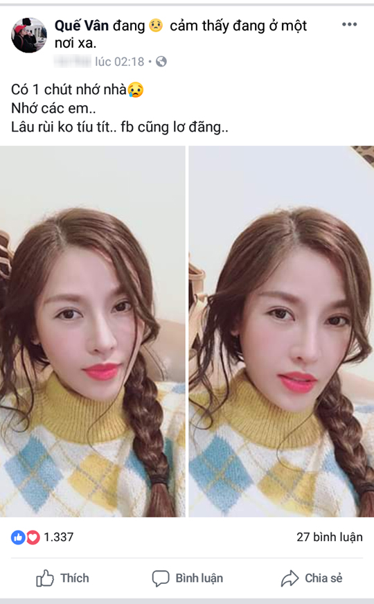 Việt Anh vô tư bình luận trêu chọc người tình tin đồn một thời Quế Vân trong khi bà xã liên tục đăng status ẩn ý