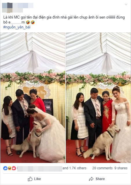 MC gọi nhà gái lên chụp ảnh cùng cô dâu, vậy là đại boss chớp ngay cơ hội chiếm trọn spotlight