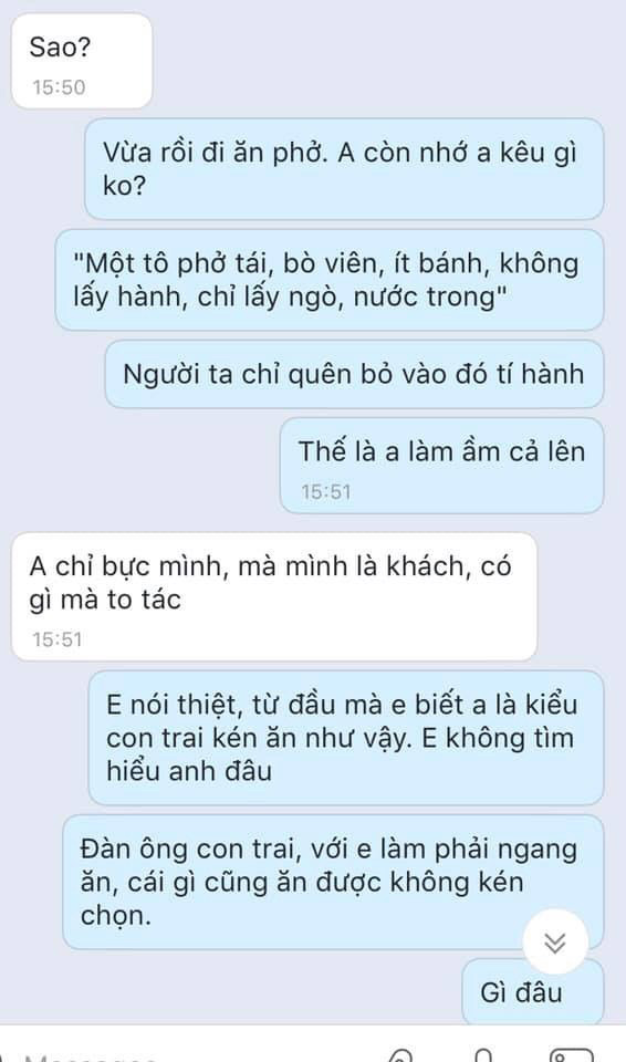 Bạn gái đòi chia tay chỉ vì không ăn được hành trong bát phở nhưng phản ứng của chàng trai mới là lý do chính dẫn đến kết thúc không có hậu