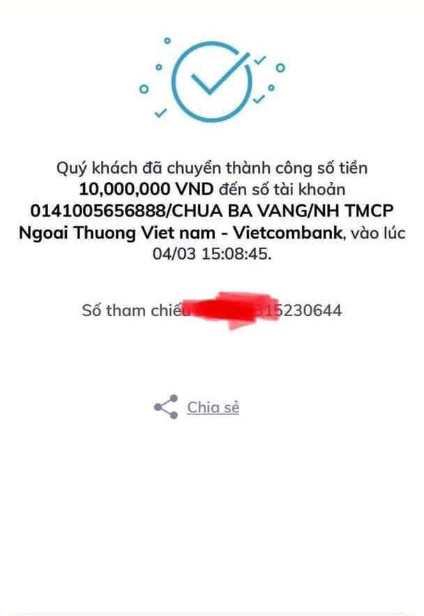 Chùa Ba Vàng có được mở tài khoản ngân hàng thu tiền gọi vong?
