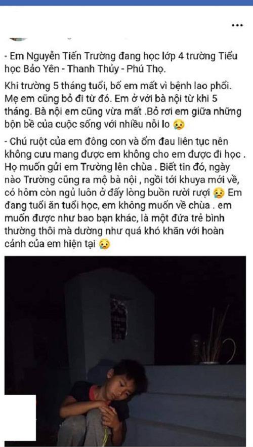 Bố mất, mẹ bỏ đi khi còn đỏ hỏn, bé trai 9 tuổi lạnh lẽo ngủ bên mộ bà nội?