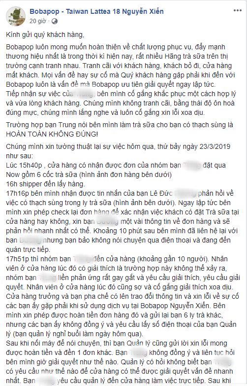 Hà Nội: Khách hàng hãi hùng tố có thạch sùng trong cốc trà sữa Hà Nội: Khách hàng hãi hùng tố có thạch sùng trong cốc trà sữa