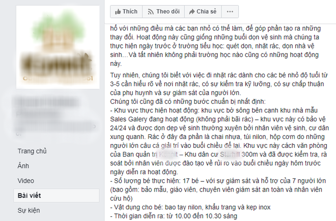 Cho trẻ mầm non đeo găng tay nilon tham gia thử thách dọn rác, nhà trường lên tiếng