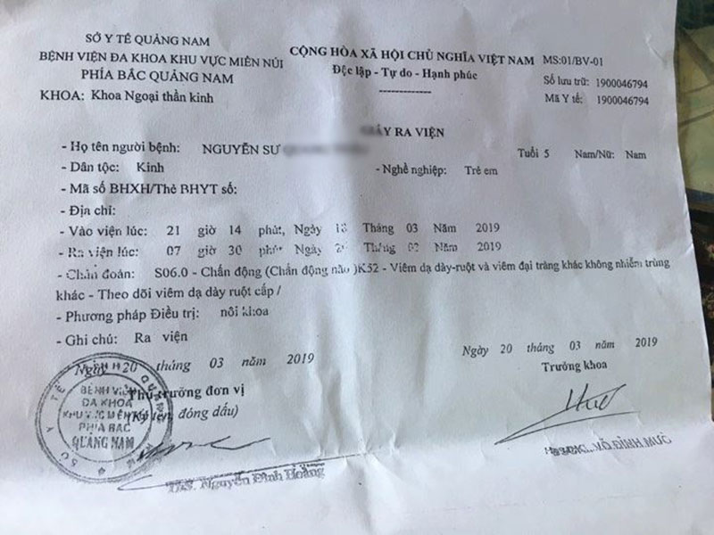 Phụ huynh ở Quảng Nam tố con bị cô giáo mầm non đánh chấn động não