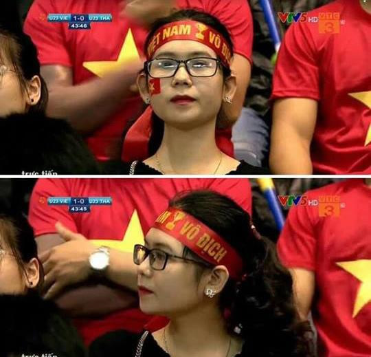 Lỡ lên sóng khi đi xem U23, cô gái bị dân mạng bình luận nhan sắc