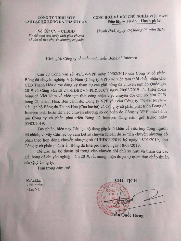 Giải quyết xong một phần nợ nần, Thanh Hóa toát mồ hôi ở lại V.League 2019