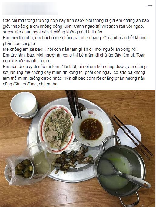 Về muộn dặn phần cơm, nàng dâu trẻ chỉ được dành mâm đồ ăn thừa nhưng phản ứng của cô mới khiến chị em hả hê