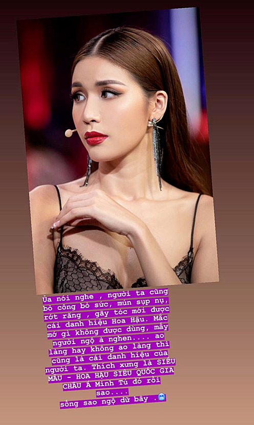 Minh Tú phản ứng gay gắt vì không được công nhận Hoa hậu