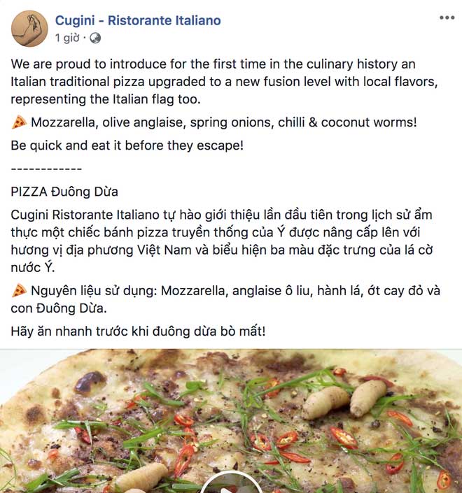 Chuyện quái gì cũng có thể xảy ra: Hà Nội xuất hiện pizza đuông dừa bò lổm ngổm gây bàng hoàng