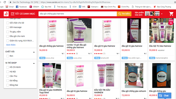 Sendo, Lazada, Shopee... bán dầu gội chống gàu HairNew chứa chất cấm cho người tiêu dùng