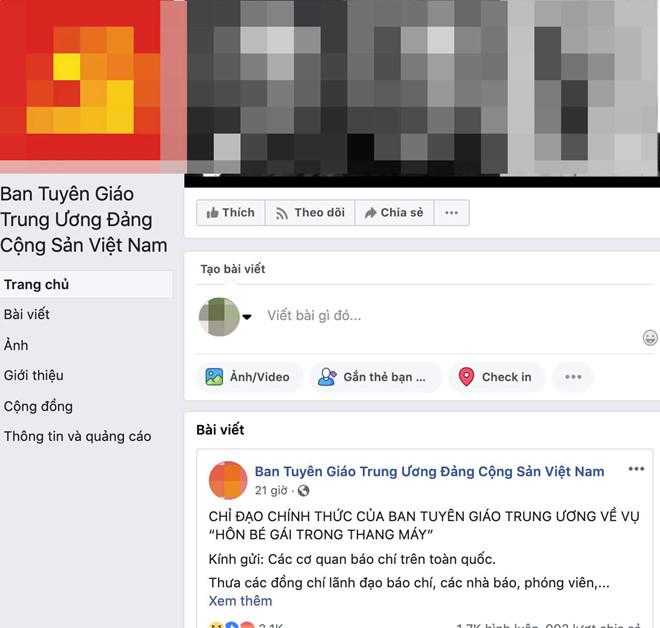 Trang Facebook giả mạo Ban Tuyên giáo Trung ương chỉ đạo báo chí