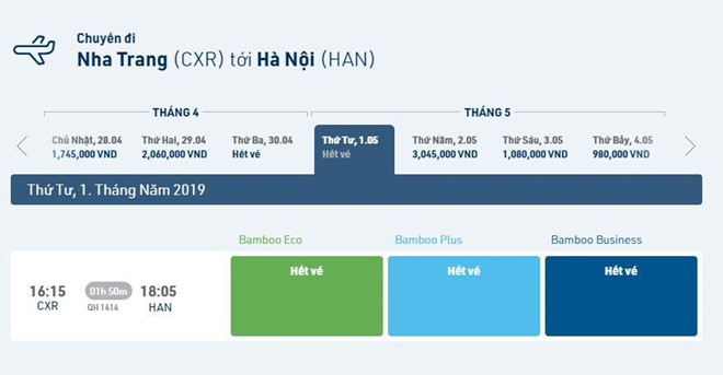 Nhiều chặng bay 30/4-1/5 đã hết vé giờ đẹp, giá rẻ