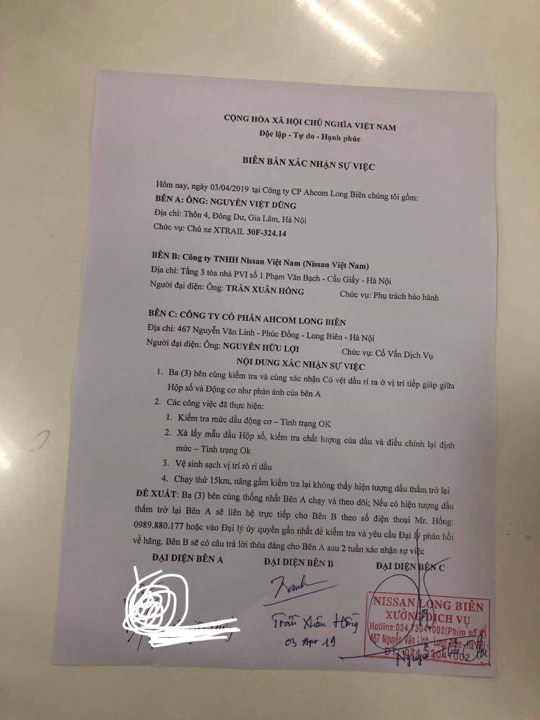 Mua Nissan X-Trail 1,2 tỷ rò rỉ dầu, khách bất lực, hãng bó tay