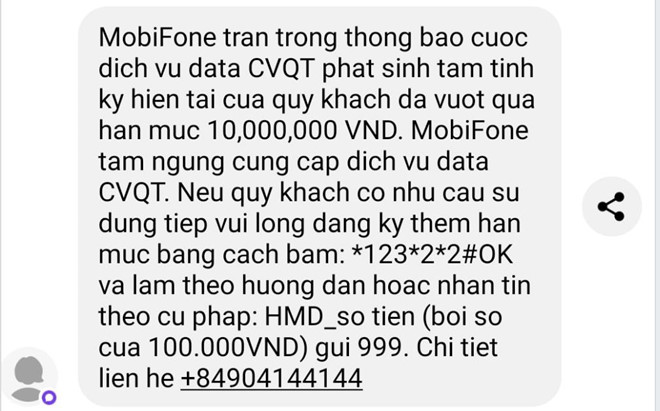 Chỉ ở Việt Nam, khách được nhà mạng báo cước chuyển vùng 10 triệu