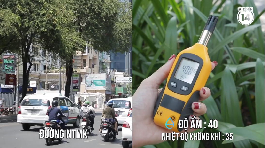 Clip: Sài Gòn nóng bức và đây là sự chênh lệch nhiệt độ giữa đường nhiều cây xanh và đường không một bóng cây