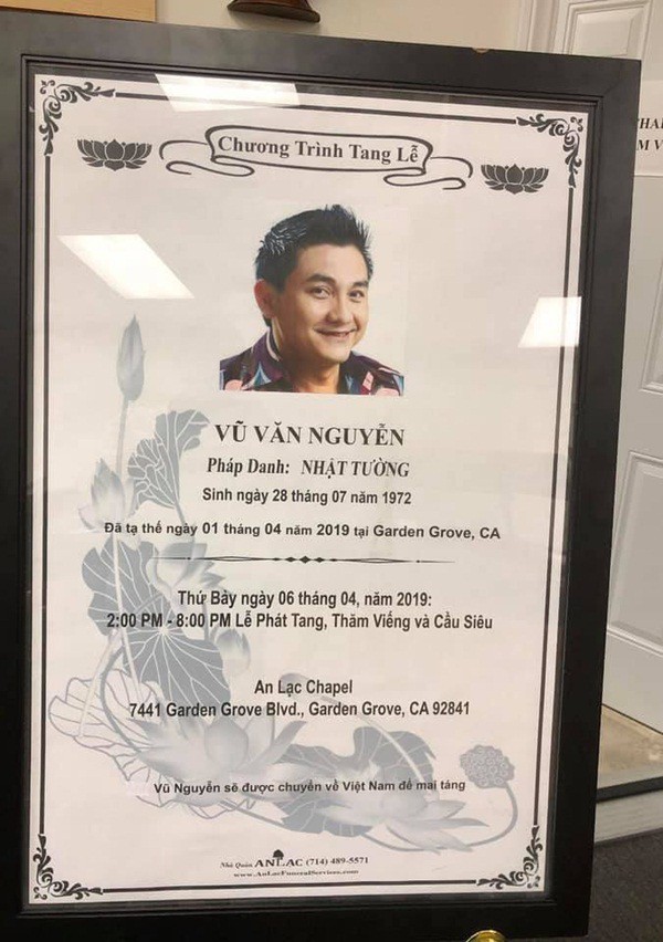 Đám tang nghệ sĩ Anh Vũ đang diễn ra tại Mỹ, bạn bè đồng nghiệp lặng người nói lời tạm biệt sau cùng Đám tang nghệ sĩ Anh Vũ đang diễn ra tại Mỹ, bạn bè đồng nghiệp lặng người nói lời tạm biệt sau cùng