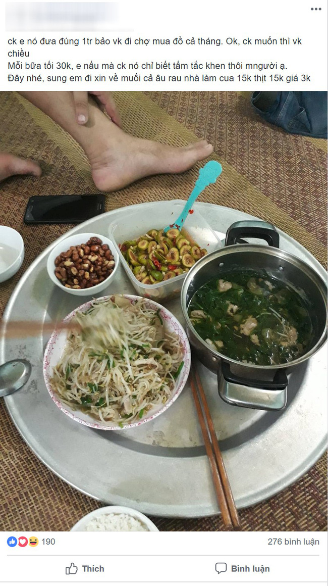 Chồng đưa 1 triệu bảo đi chợ cả tháng, vợ trẻ liền khoe mâm cơm ngon bổ rẻ khiến chị em cũng xuýt xoa thán phục