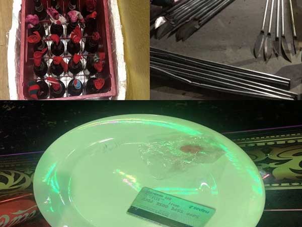 Quán karaoke ở Bình Dương chứa bom xăng, mã tấu và ma túy