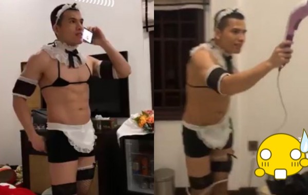 Quốc Thiên gây sốc với bộ trang phục cosplay cô hầu gái: trên mặc bikini khoe bụng 6 múi, dưới đi tất lưới sexy hơn cả hội chị em