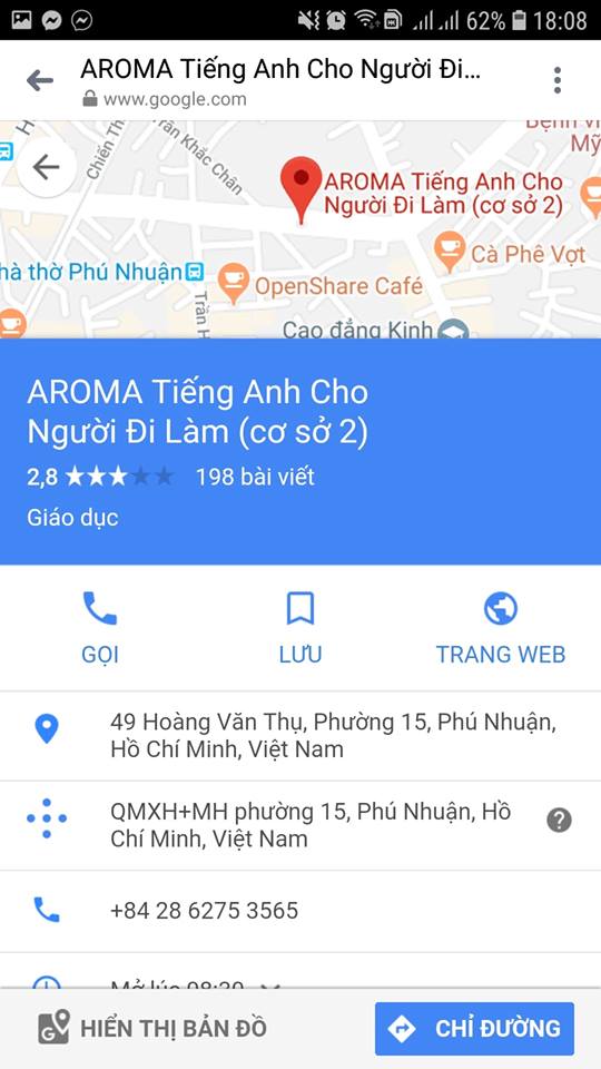 Đánh giá 1 sao cho trung tâm tiếng Anh chỉ vì trùng tên với Aroma Resort, lời cảnh tỉnh của nạn nhân tới các anh hùng bàn phím